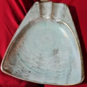 RARE MC VINTAGE STANGL POTTERY CIGAR ASHTRAY #5003 ANTIQUE GOLD / TURQUOISE
